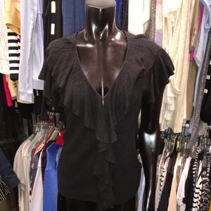 Ralph Lauren Black Linen Knit Top